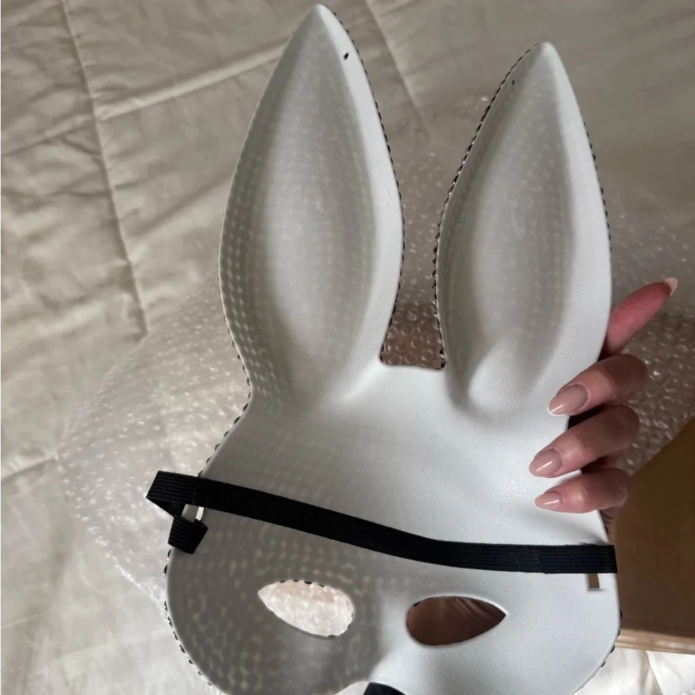 Silver Rhinestone Bunny Ears Mask
